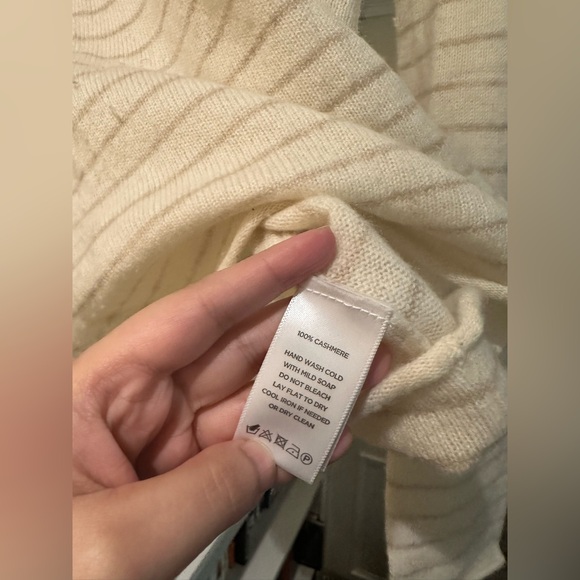 100% Cashmere Lilla P $198 Luxury  Knit - Striped Cream - Size Small - Picture 9 of 11